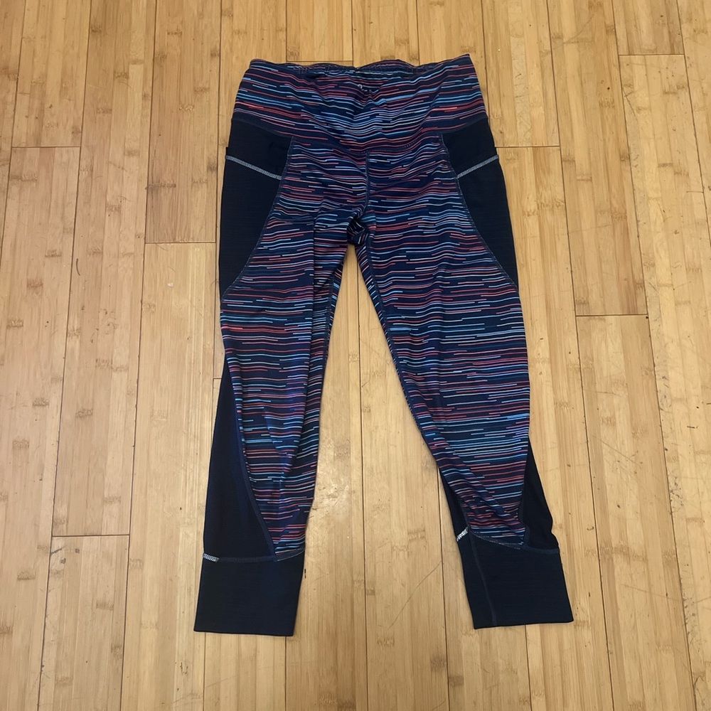 Athleta Navy and Multicolor Patterned Leggings